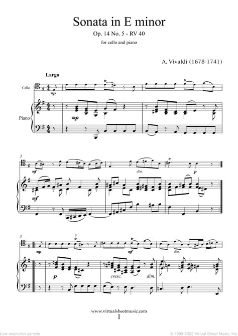  Sonata No. 5 In E Minor by Antonio Vivaldi